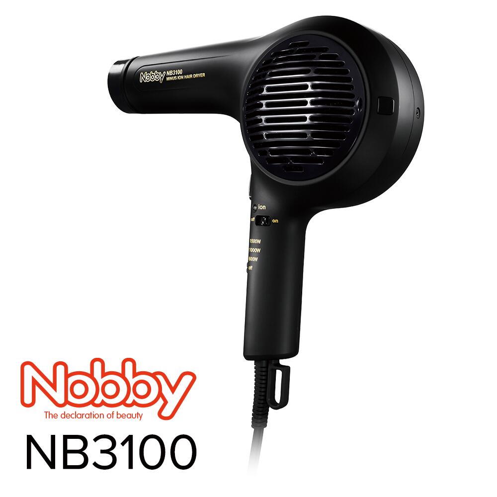 Nobby NB3100 マイナスイオン ヘアー ドライヤー ブラック 1500W 大風速 ハイパワー 日本製 4975302133021