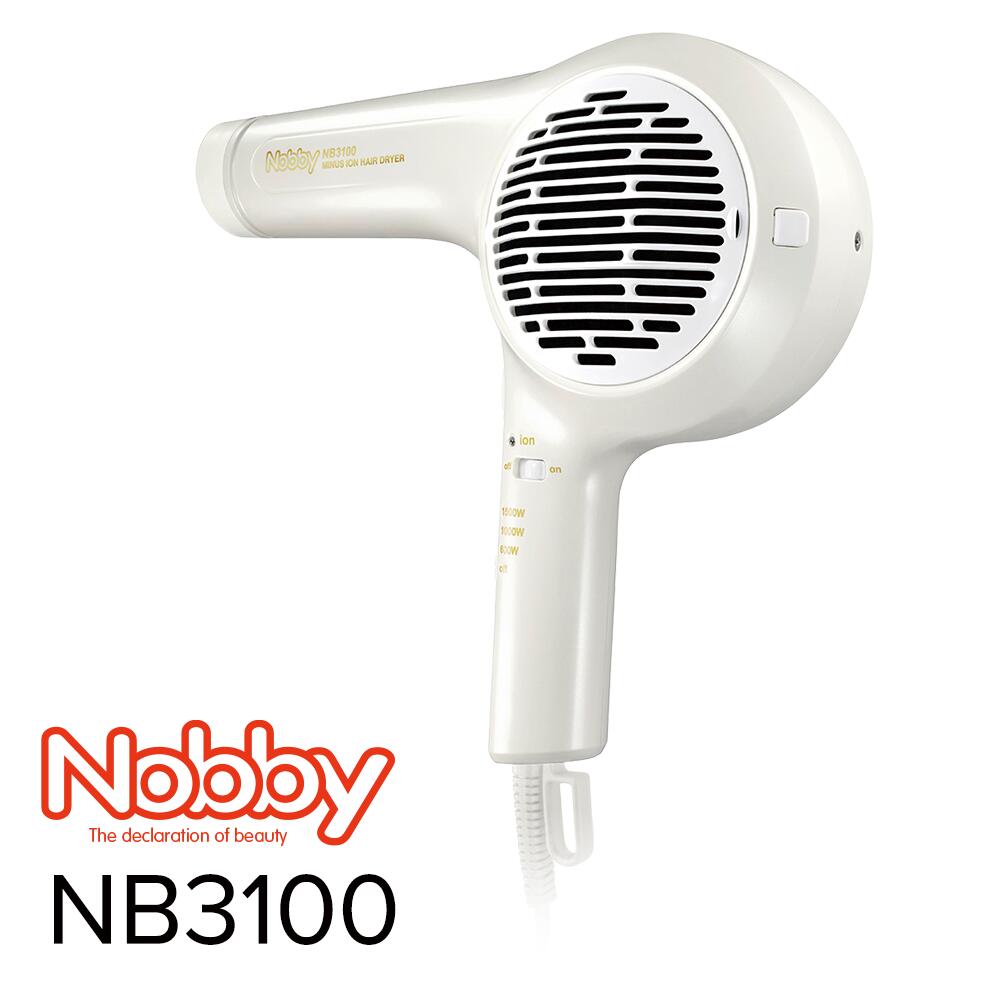 Nobby NB3100 マイナスイオン ヘアー ドライヤー ホワイト 1500W 大風速 ハイパワー 日本製 4975302133014