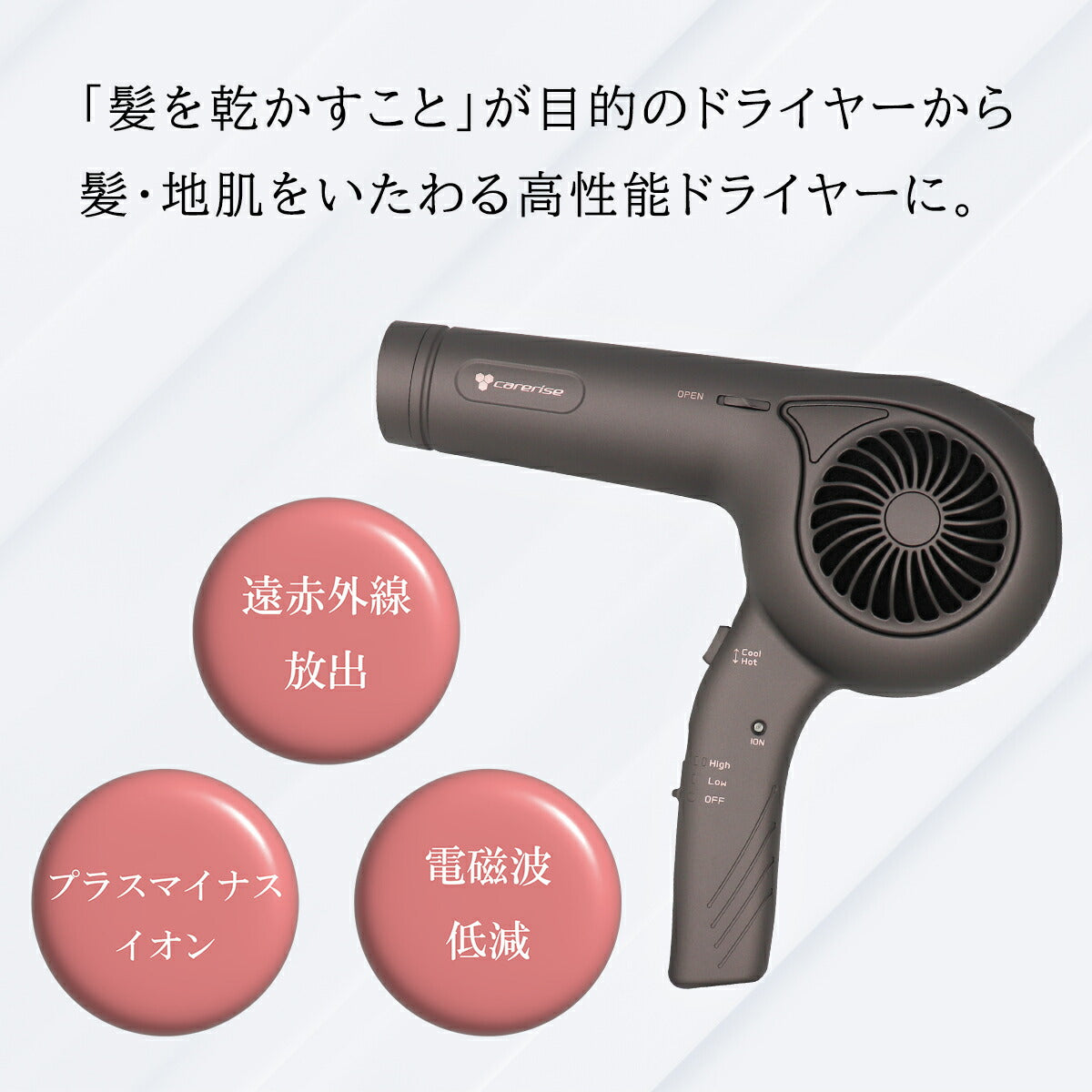 ケアライズ TF-1208 ヘアドライヤー ヘアケア マイナスイオン ダメージケア 遠赤外線 4589718050621